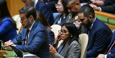 Delcy Rodr&iacute;guez participou da Assembleia Geral da ONU em Nova York onde Donald Trump discursou na ter&ccedil;a-feira Foto: AFP via Getty Images / BBC News Brasil
