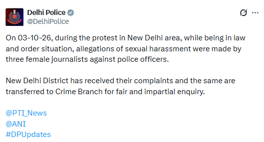 Rahul Gandhi e o CJP afirmam que policiais tocarem em mulheres jornalistas durante a manifestação em Jantar Mantar