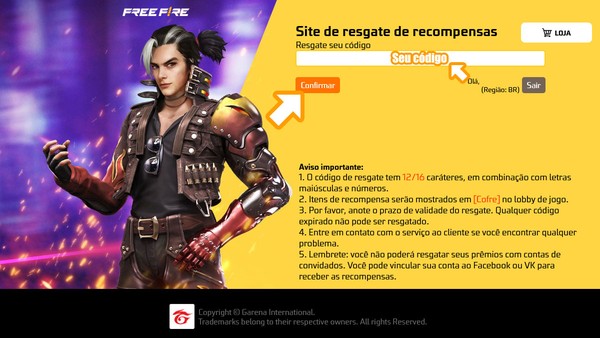 Codiguins de Free Fire para resgatar em outubro de 2026