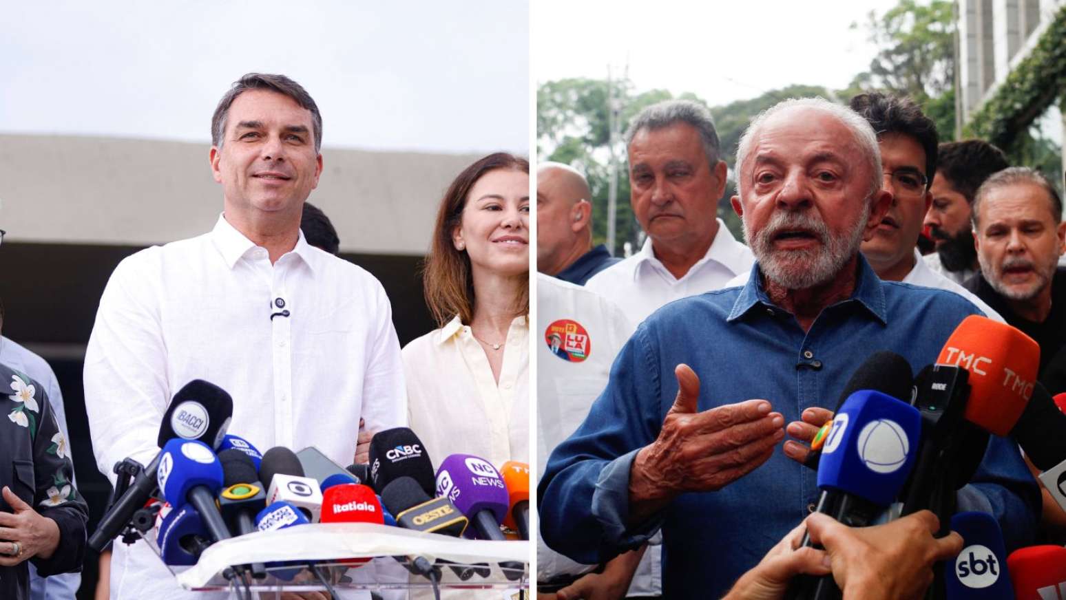 Fl&aacute;vio Bolsonaro (PL) e Lula (PT)