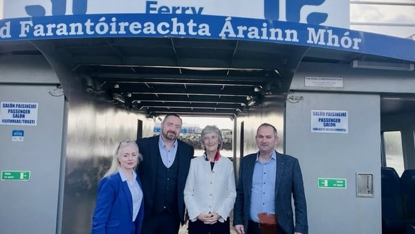 President Connolly on board the Arainn Mhor Ferry