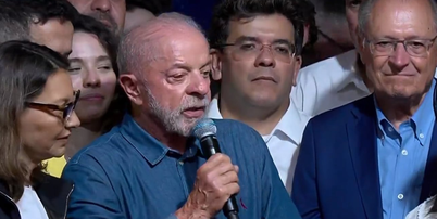Lula (PT) discursa em S&atilde;o Paulo ap&oacute;s vencer as elei&ccedil;&otilde;es Foto: Reprodu&ccedil;&atilde;o/Globo