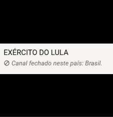 Canal 'Exército do Lula' está fora do ar Foto: Reprodução/WhatsApp