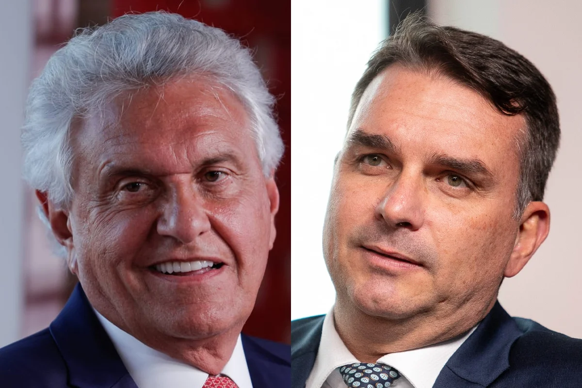 Caiado e Daniel Vilela recebem Flávio Bolsonaro em Goiânia