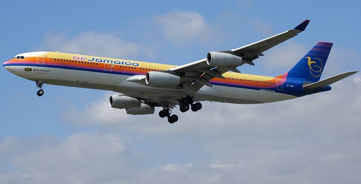 The former Air Jamaica plane bombed in March seen here at London Heathrow in the United Kingdom on June 17, 2005.
