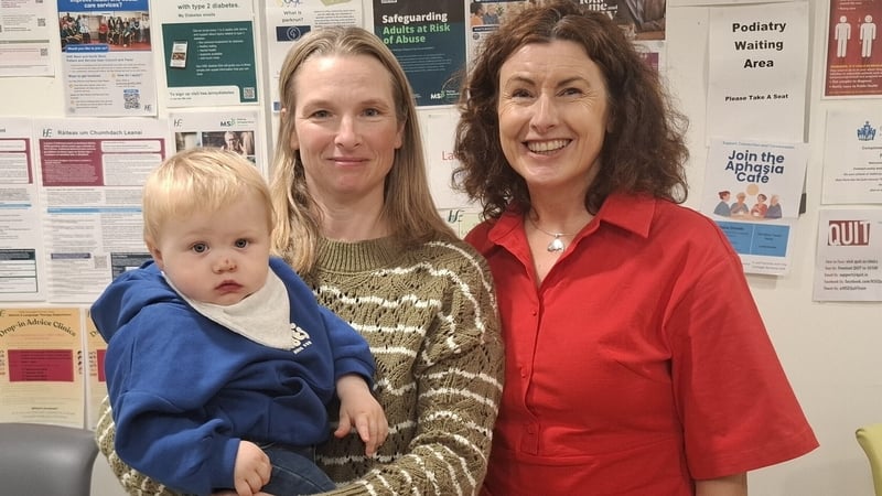 Jayne Patterson Roulston with her son Robert and Mary McFeely Community Public Health Nurse Donegal