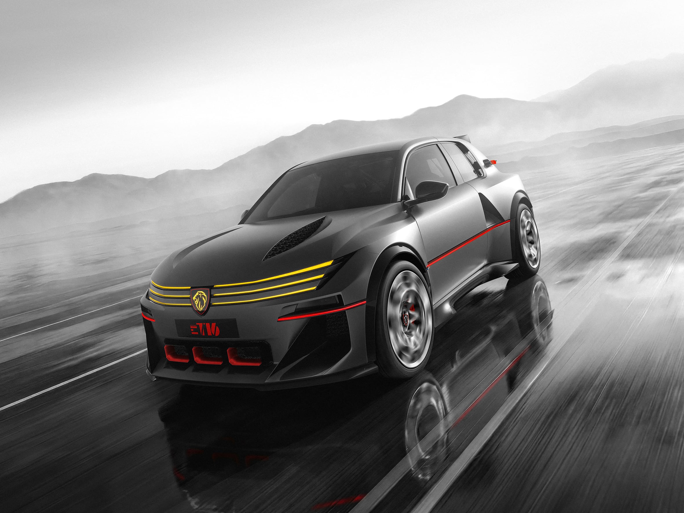 O Peugeot E-T16 Concept é um 'hyperhatch' elétrico com tração de rali da escola tradicional.