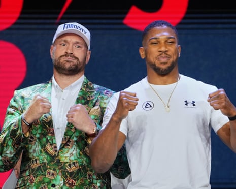 Tyson Fury and Anthony Joshua at a press conference in September