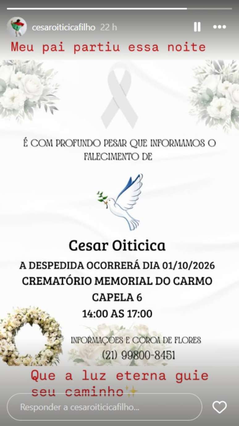 Morre César Oiticica, artista e irmão de Hélio Oiticica, aos 87 anos