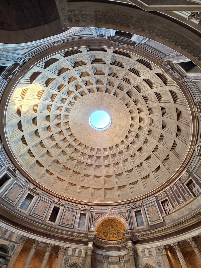 The Pantheon’s domed ceiling and its open central oculus. Vanessa Ghanem / The National