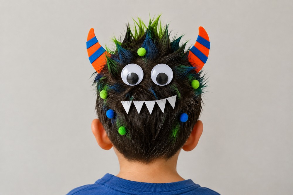 Cabelo de monstro para o dia do cabelo maluco — Foto: Imagem gerada por IA/OpenAI