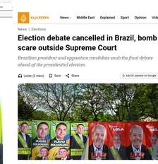 Veículos citaram que emissora cancelou debate por “interferência na liberdade” e “insegurança jurídica” após decisões do TSE e STF Foto: Reprodução